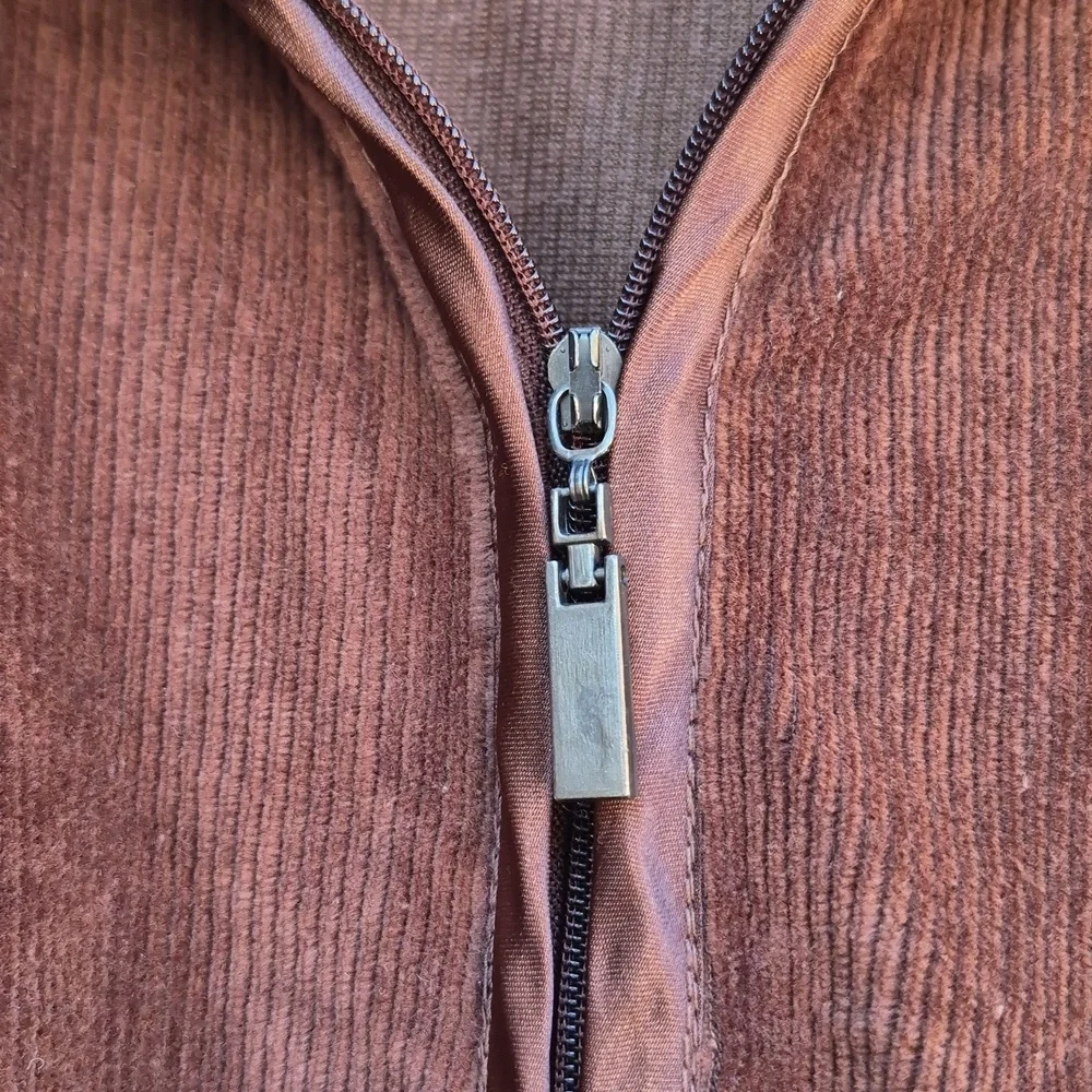 Womens 3x Brown Corduroy Zip-Up Jacket By ERIKA - Picture 3 of 9